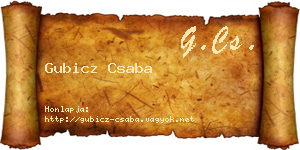 Gubicz Csaba névjegykártya